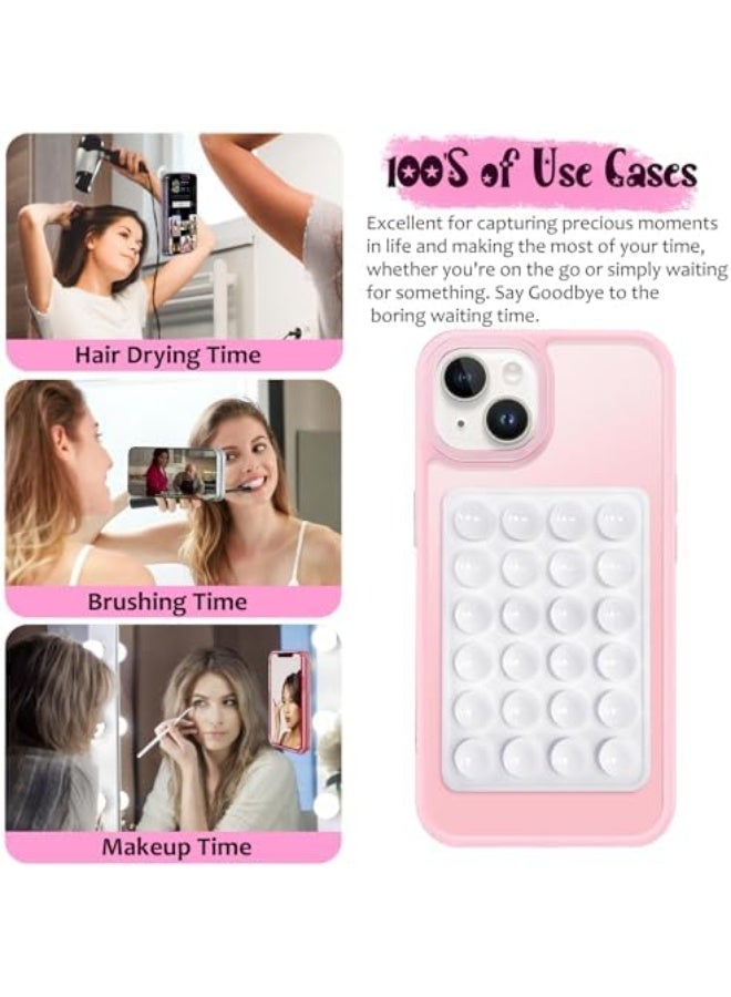 HPMY 5 Pack Silicone Suction Phone Case Mount, Non Slip Sticky Phone Grip for Cellphone, Silicon Adhesive Suction Cup Phone Mount, Strong Grip Holder for Selfies and Videos (Light pink, light green, black, white, orange) - Image 3