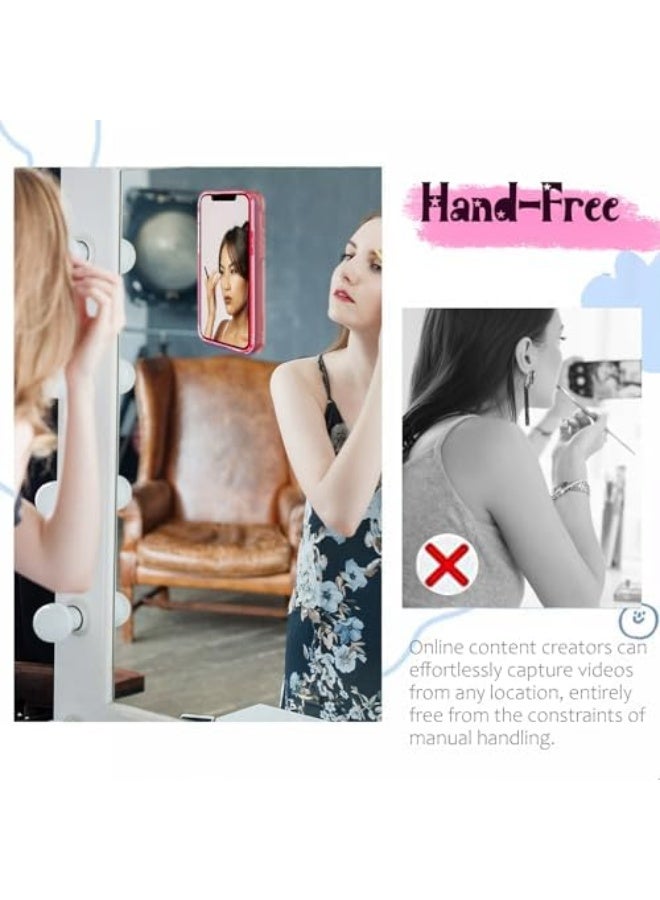 HPMY 5 Pack Silicone Suction Phone Case Mount, Non Slip Sticky Phone Grip for Cellphone, Silicon Adhesive Suction Cup Phone Mount, Strong Grip Holder for Selfies and Videos (Light pink, light green, black, white, orange) - Image 5
