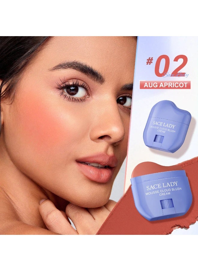 SACE LADY Creamy Blush Face Makeup No Drying Blusher Cosmetics Pigmented Smooths Nourishes for Lip Eye Cheek Beauty Make Up – Shade 02 Aug Apricot - Image 2