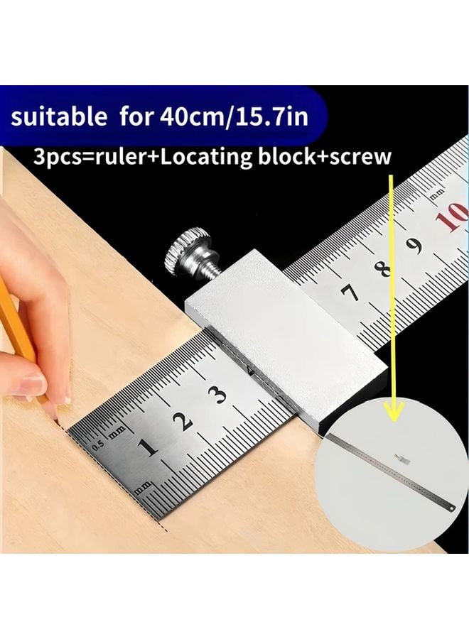 3pcs Aluminum Precision Positioning Rulers 15 7 Inch Stainless Steel Measuring Tools - Image 1