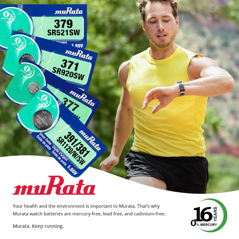 Murata 364 Battery SR621SW 1.55V Silver Oxide Watch Button Cell (5 Batteries) - Image 1