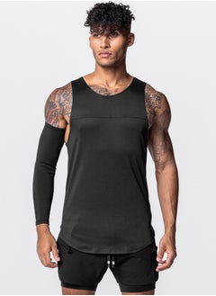 Generic Quick-Drying Fitness Single Sleeve Design Sports Tops Gym Muscle T-Shirts Fitness Bodybuilding Sleeveless T-Shirts Loose Basketball Training Equipment Sleeveless T-shirts (XXL)  - Image 1