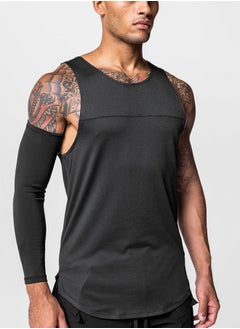 Generic Quick-Drying Fitness Single Sleeve Design Sports Tops Gym Muscle T-Shirts Fitness Bodybuilding Sleeveless T-Shirts Loose Basketball Training Equipment Sleeveless T-shirts (XXL)  - Image 2