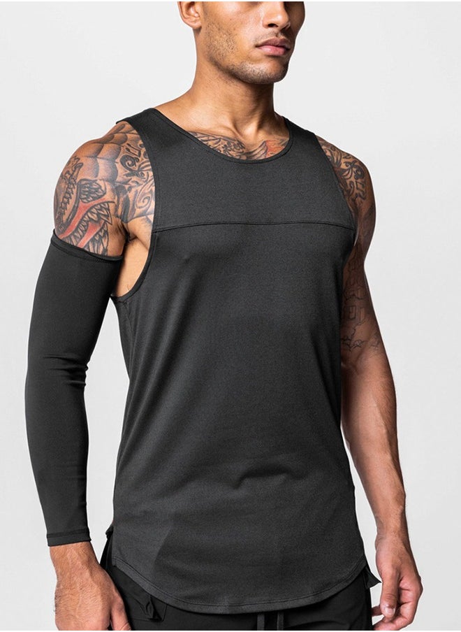 Generic Quick-Drying Fitness Single Sleeve Design Sports Tops Gym Muscle T-Shirts Fitness Bodybuilding Sleeveless T-Shirts Loose Basketball Training Equipment Sleeveless T-shirts (XXL)  - Image 2