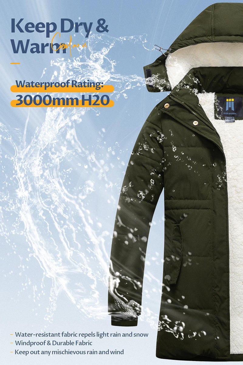 CREATMO US Women's Warm Winter Coat Heavy Puffer Jacket Parka Insulated Outwear With Removable Hood Army Green S - Image 4