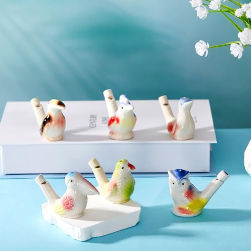 Gejoy Bird Water Whistles Ceramic Bird Call Warbling Water Whistles Colorful Porcelain Toys for Adults Birthday Easter Gift(6 Pcs,Bright) - Image 4