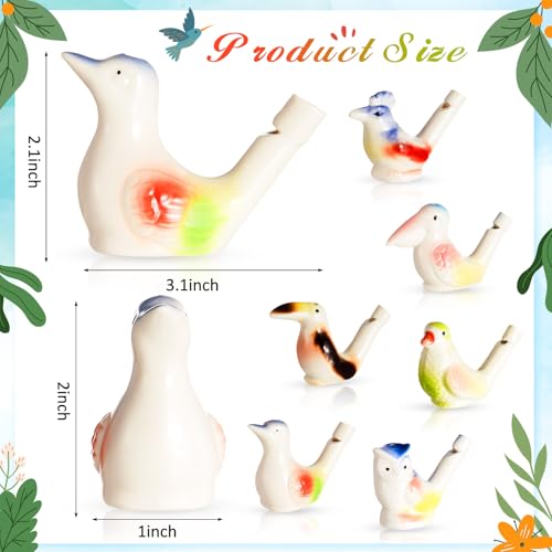 Gejoy Bird Water Whistles Ceramic Bird Call Warbling Water Whistles Colorful Porcelain Toys for Adults Birthday Easter Gift(6 Pcs,Bright) - Image 2