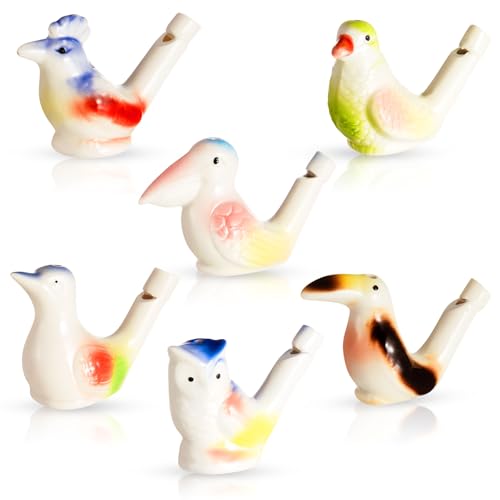 Gejoy Bird Water Whistles Ceramic Bird Call Warbling Water Whistles Colorful Porcelain Toys for Adults Birthday Easter Gift(6 Pcs,Bright) - Image 1