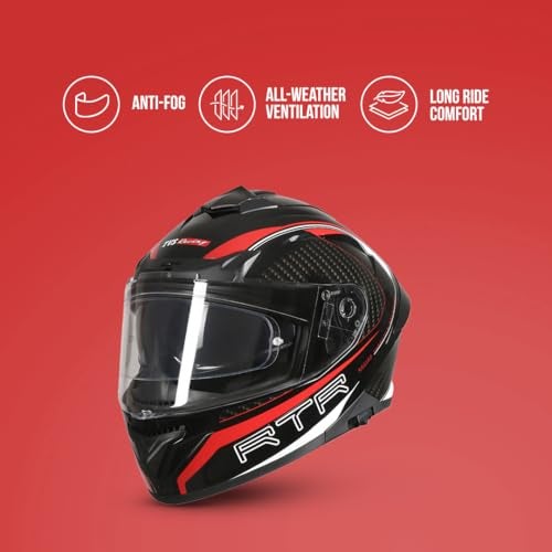 TVS Racing Hurricane Series Full Face Dual Visor Helmet for Men | Premium Bike Helmets with ABS Shell, UV Paint | Quick Release System | Aerodynamic Design | ECE, DOT & ISI Certified (Red) -L - Image 3
