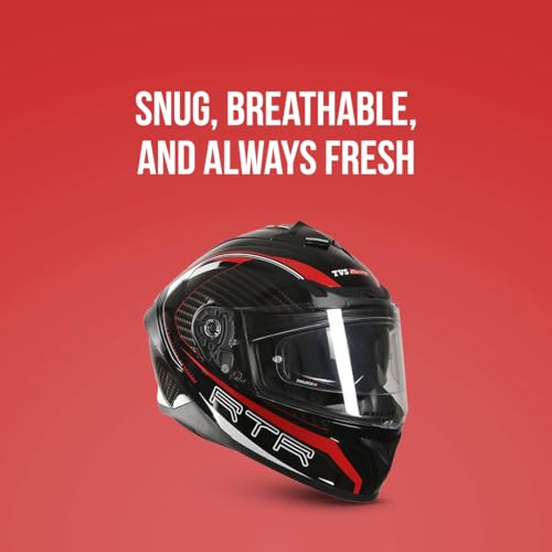 TVS Racing Hurricane Series Full Face Dual Visor Helmet for Men | Premium Bike Helmets with ABS Shell, UV Paint | Quick Release System | Aerodynamic Design | ECE, DOT & ISI Certified (Red) -L - Image 4