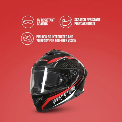 TVS Racing Hurricane Series Full Face Dual Visor Helmet for Men | Premium Bike Helmets with ABS Shell, UV Paint | Quick Release System | Aerodynamic Design | ECE, DOT & ISI Certified (Red) -L - Image 5