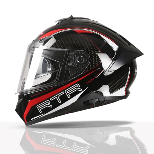 TVS Racing Hurricane Series Full Face Dual Visor Helmet for Men | Premium Bike Helmets with ABS Shell, UV Paint | Quick Release System | Aerodynamic Design | ECE, DOT & ISI Certified (Red) -L - Image 1