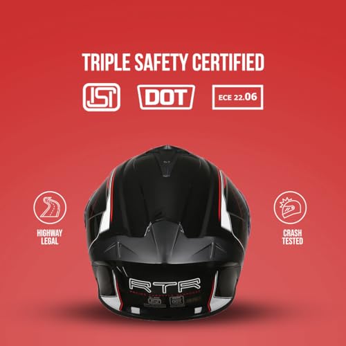 TVS Racing Hurricane Series Full Face Dual Visor Helmet for Men | Premium Bike Helmets with ABS Shell, UV Paint | Quick Release System | Aerodynamic Design | ECE, DOT & ISI Certified (Red) -L - Image 2