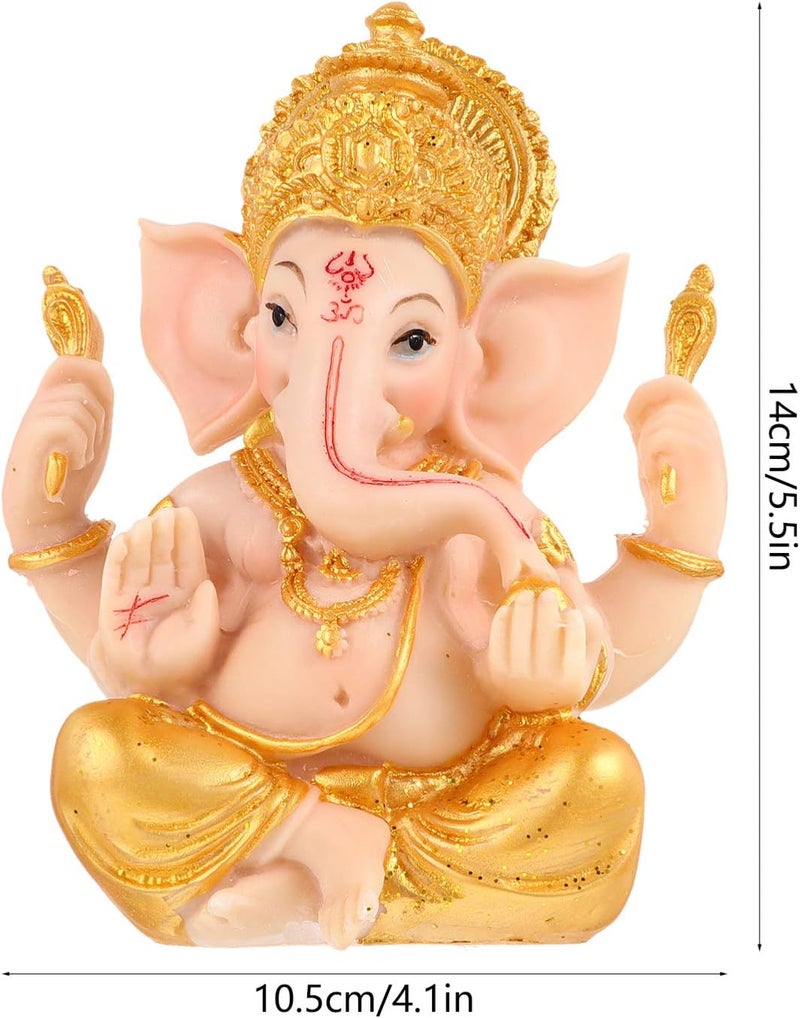 comfrt Hindu Lord Ganesha Elephant God Idol Statue Indian Pooja Murti Ganpati Sculpture for Puja Temple Car Dashboard Home Decor 10.5X14CM - Image 3
