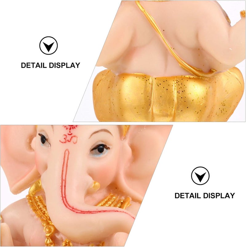 comfrt Hindu Lord Ganesha Elephant God Idol Statue Indian Pooja Murti Ganpati Sculpture for Puja Temple Car Dashboard Home Decor 10.5X14CM - Image 2