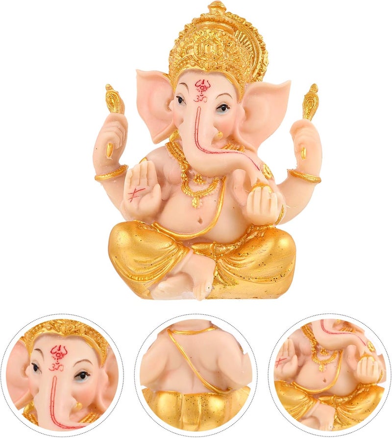 comfrt Hindu Lord Ganesha Elephant God Idol Statue Indian Pooja Murti Ganpati Sculpture for Puja Temple Car Dashboard Home Decor 10.5X14CM - Image 5