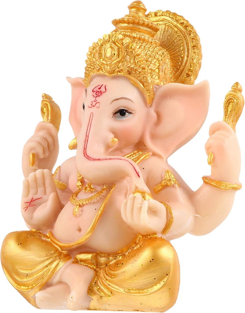 comfrt Hindu Lord Ganesha Elephant God Idol Statue Indian Pooja Murti Ganpati Sculpture for Puja Temple Car Dashboard Home Decor 10.5X14CM - Image 1