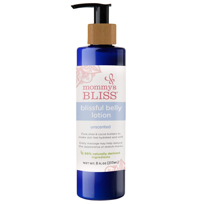 Mommy's Bliss Belly Lotion: For Hydrated, Resilient, & Elastic Skin During Pregnancy, Reduce Stretch Mark Appearance with Cocoa Butter, Vitamin E, Aloe, & Natural Oils, Unscented, 8 Fl Oz - Image 1