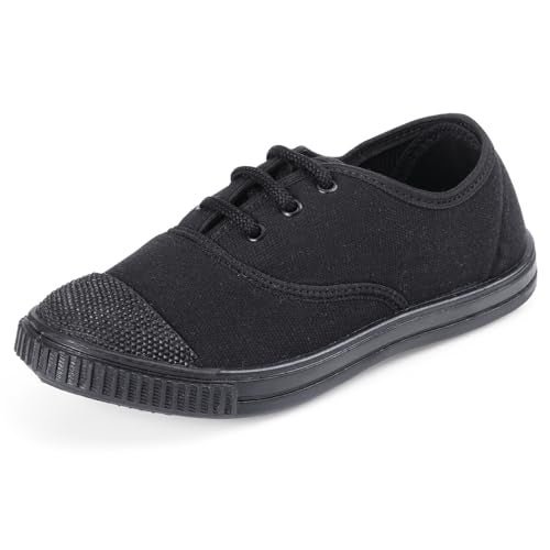 DOCTOR EXTRA SOFT Uniform Tennis Canvas School Shoes with Laces Black & White for Boys & Girls | Memory Foam Cushion & Anti-Bacterial Technology| Lightweight | Comfortable| Durable & Anti-Skid D-3004 - Image 1