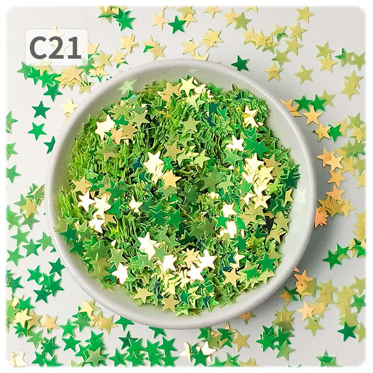 Generic YALEDUO 7MM Star Oil Paint Glitter, DIY No-Hole Flat Sequins C21 Golden Green D-850
