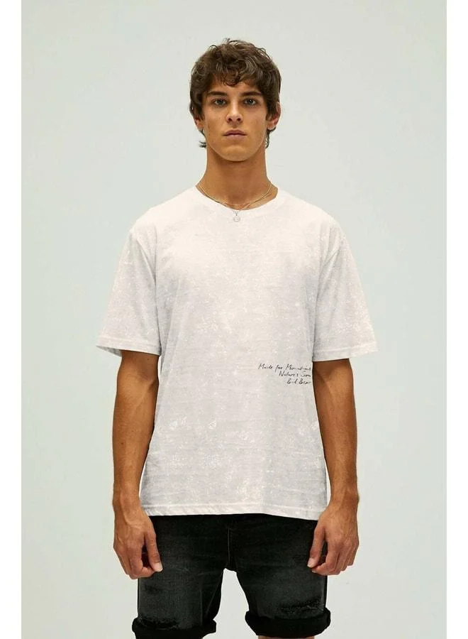 Bad Bear Made For Marshmallow Men's Cream Bike Neck T‑shirt.