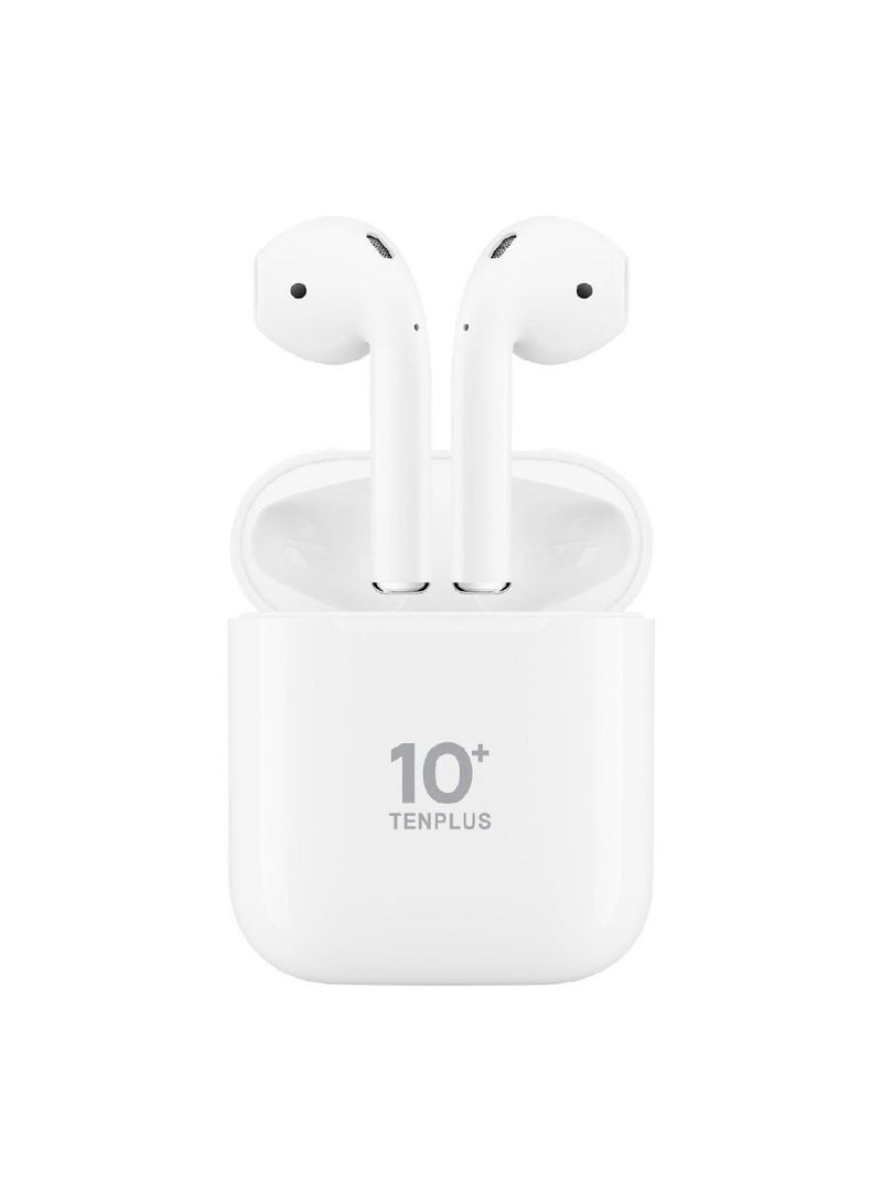 tenplus AirPlus 2nd Gen Wireless Earbuds With Anti-Fingerprint Silicon Case With Power Box White - Image 1
