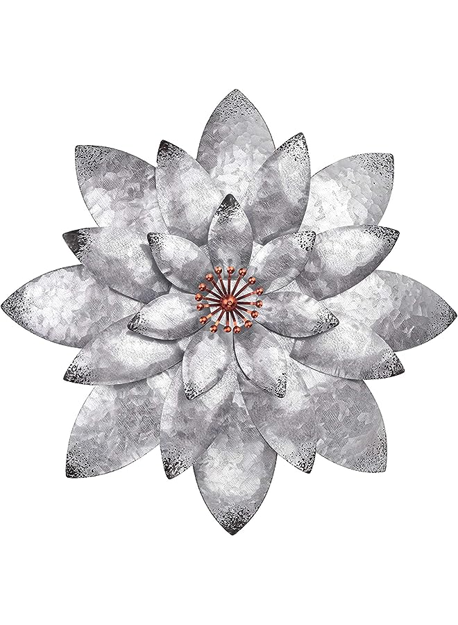 SYOSI Metal Flower Wall Decor, SYOSI Bohemian Metal Wall Art Decorations Hanging For Indoor Outdoor Home Bathroom Kitchen Dining Room Bedroom Living Room Or Wall Sculptures 12 Inch - Image 1