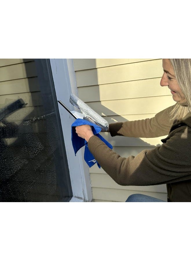 Unger Window Washing Starter Kit with 2-in-1 Microfiber Combi, Collapsible Pole, Microfiber Cloth, and Bucket - Image 3