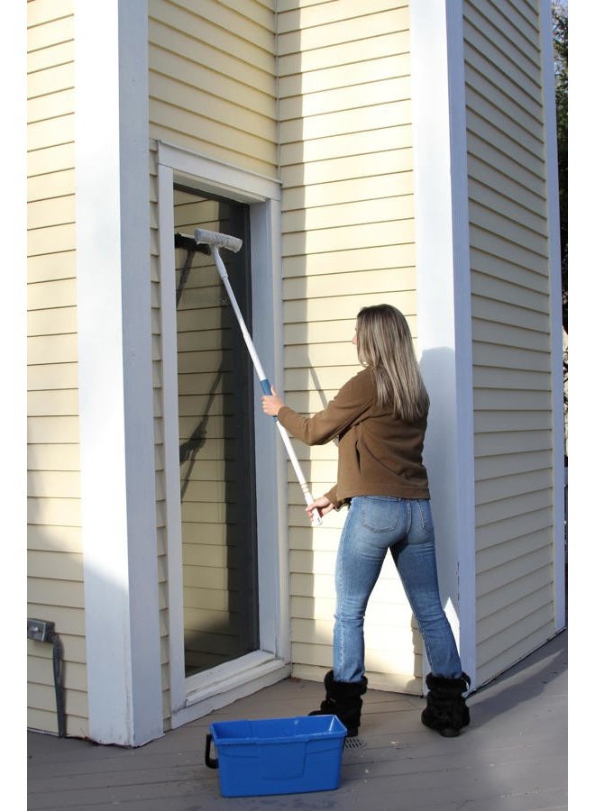 Unger Window Washing Starter Kit with 2-in-1 Microfiber Combi, Collapsible Pole, Microfiber Cloth, and Bucket - Image 4