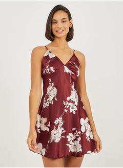 Styli Satin Floral Print Slip Dress  - Image 1