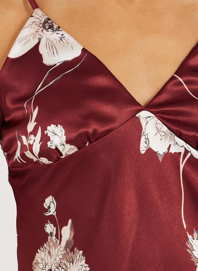 Styli Satin Floral Print Slip Dress  - Image 3