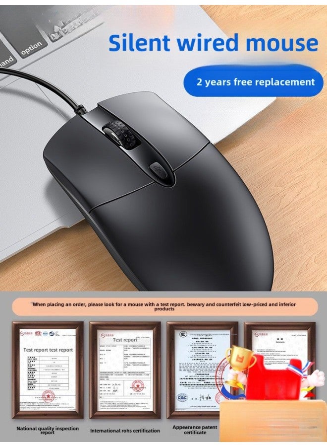 Mouse Wired Usb Silent Home Office Desktop Laptop Cf E-sports Game Lol Male Interface-Color:✅  6-on Upgraded Version - 4-speed DPI - Colorful Breathing Light (classic Black - Image 2