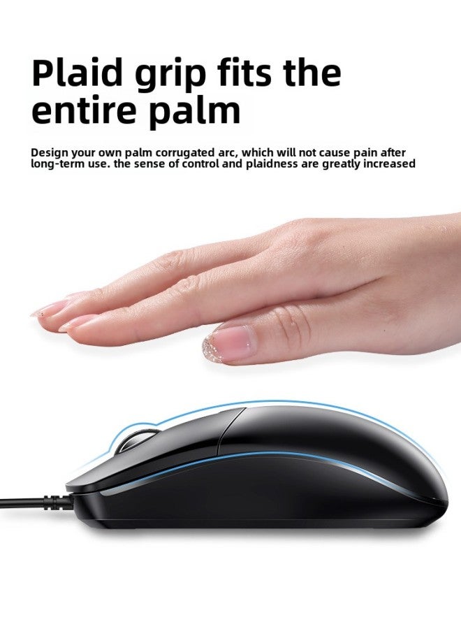 Mouse Wired Usb Silent Home Office Desktop Laptop Cf E-sports Game Lol Male Interface-Color:✅  6-on Upgraded Version - 4-speed DPI - Colorful Breathing Light (classic Black - Image 4