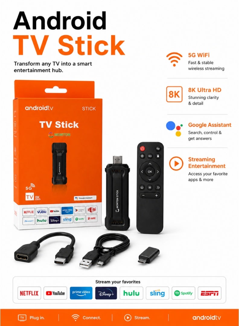 HONTON HDMI TV Stick with Remote Control, Dual Band Wi-Fi, Bluetooth, HDMI Extender, USB Powered Streaming Media Player - Black - Image 3