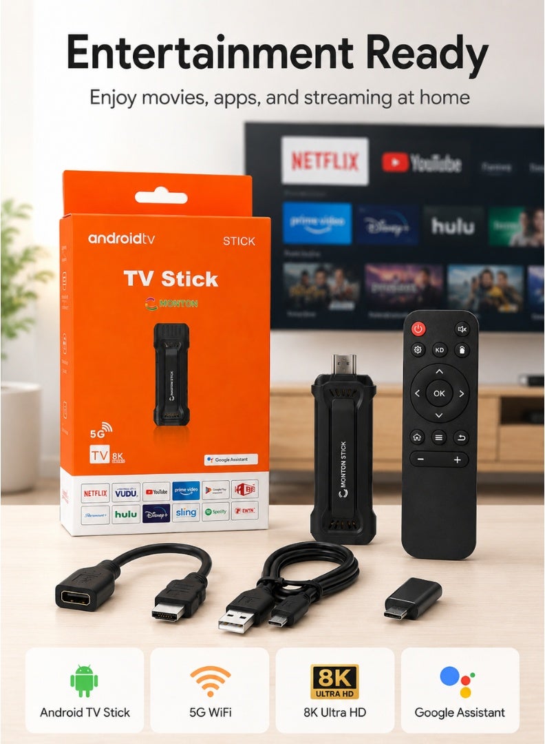 HONTON HDMI TV Stick with Remote Control, Dual Band Wi-Fi, Bluetooth, HDMI Extender, USB Powered Streaming Media Player - Black - Image 2