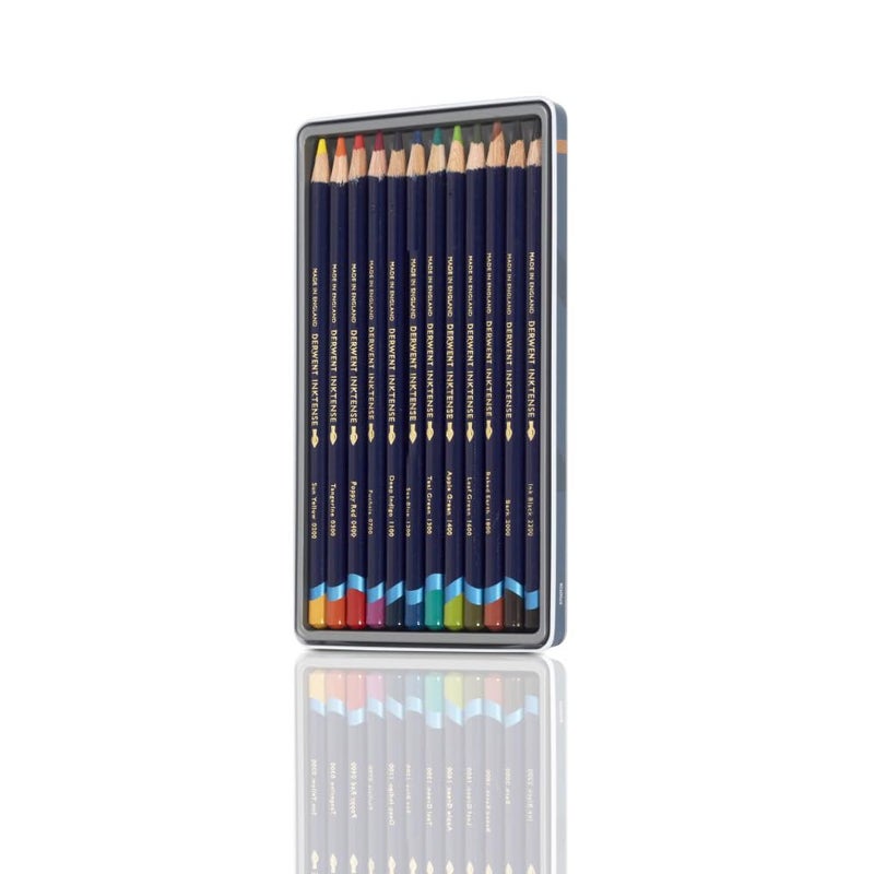 Derwent Inktense Pencils Tin, Set of 12, Great for Holiday Gifts, 4mm Round Core, Firm Texture, Watersoluble, Ideal for Watercolor, Drawing, Coloring and Painting on Paper and Fabric (0700928) - Image 2