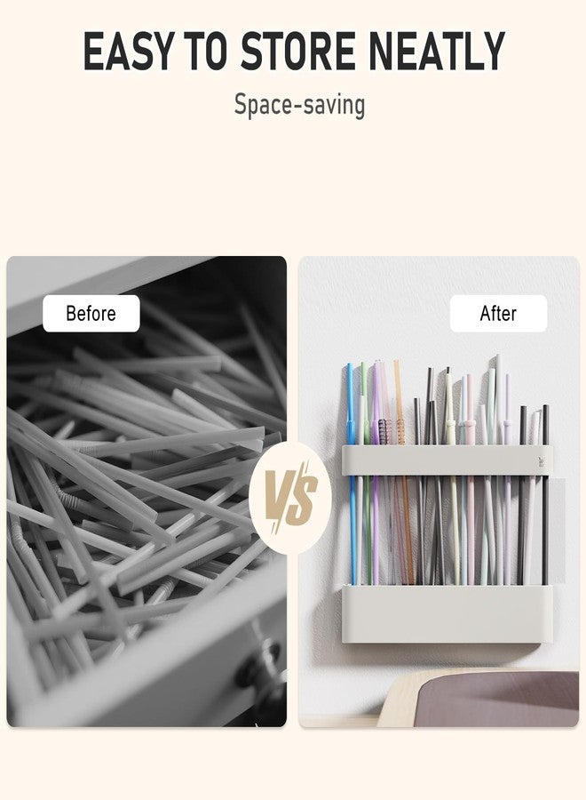 ABLY Straw Holder, reusable straw storage rack, suitable for kitchen walls, counters, cabinet doors, refrigerator doors, etc (white) - Image 3
