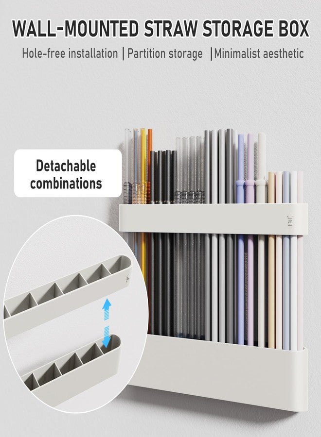 ABLY Straw Holder, reusable straw storage rack, suitable for kitchen walls, counters, cabinet doors, refrigerator doors, etc (white) - Image 2