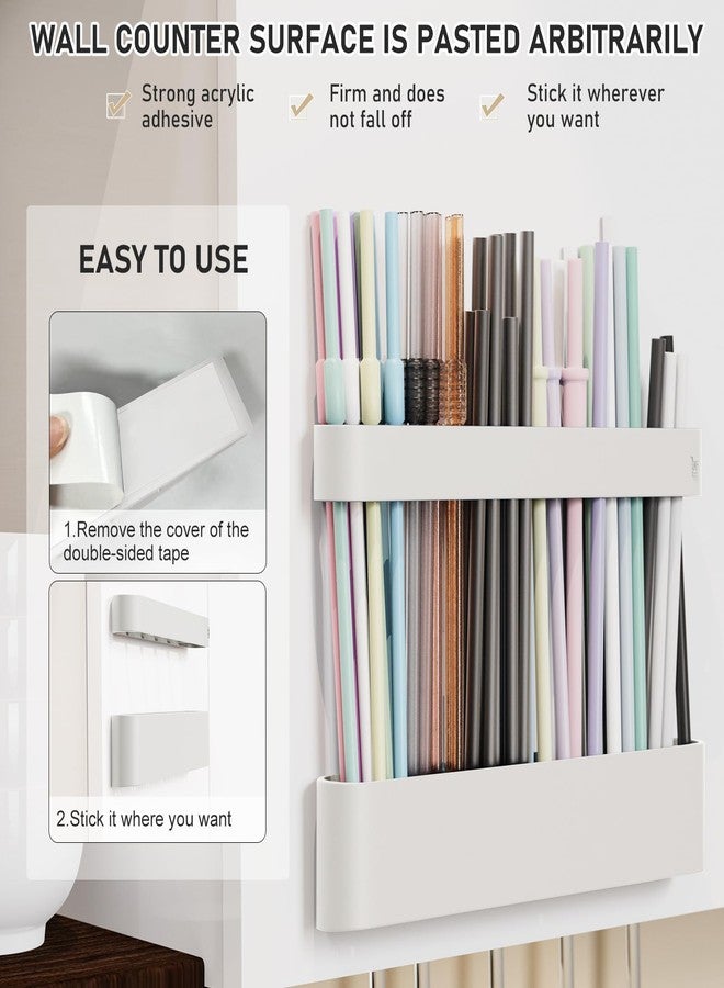 ABLY Straw Holder, reusable straw storage rack, suitable for kitchen walls, counters, cabinet doors, refrigerator doors, etc (white) - Image 4