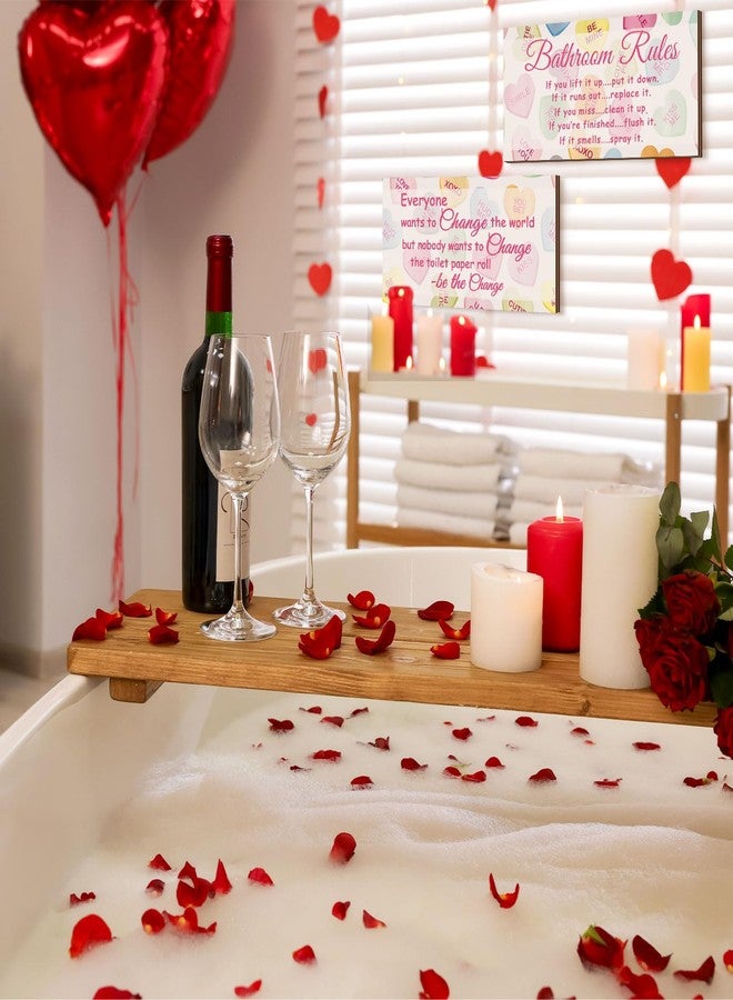 جيتك مجموعة من قطعتين من لافتات الحمام المرحة من جيتك، ديكور جدار الحمام، إكسسوارات جدار المرحاض، لافتات خشبية ريفية للمرحاض (عيد الحب) - Image 4