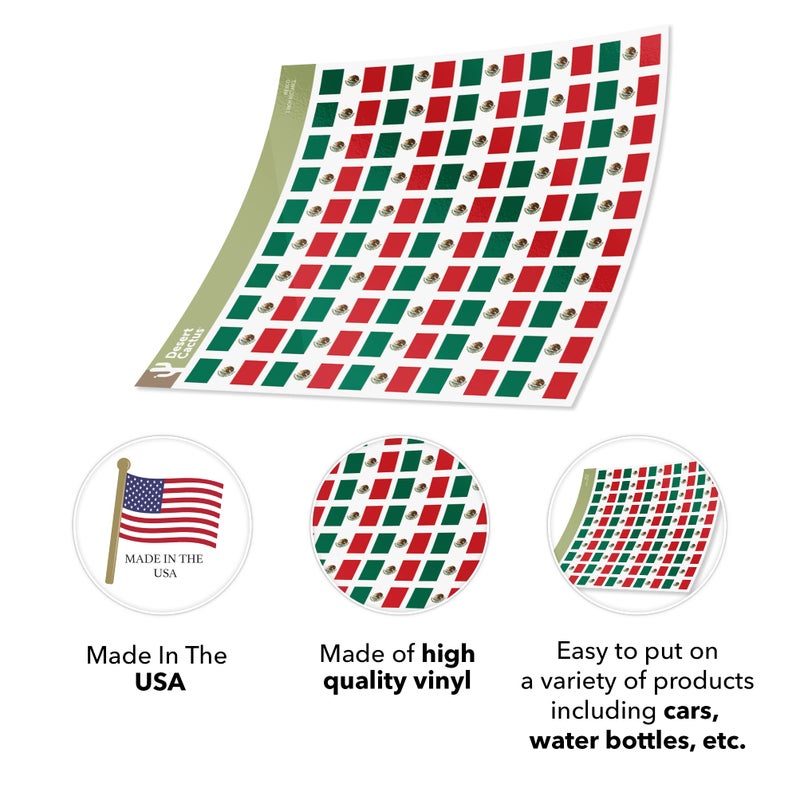 Desert Cactus Mexico Country Flag Sticker Decal 1 Inch Rectangle Sheets 50 Total Pieces Kids Logo Scrapbook Car Vinyl Window Bumper Laptop Mexican R - Image 3