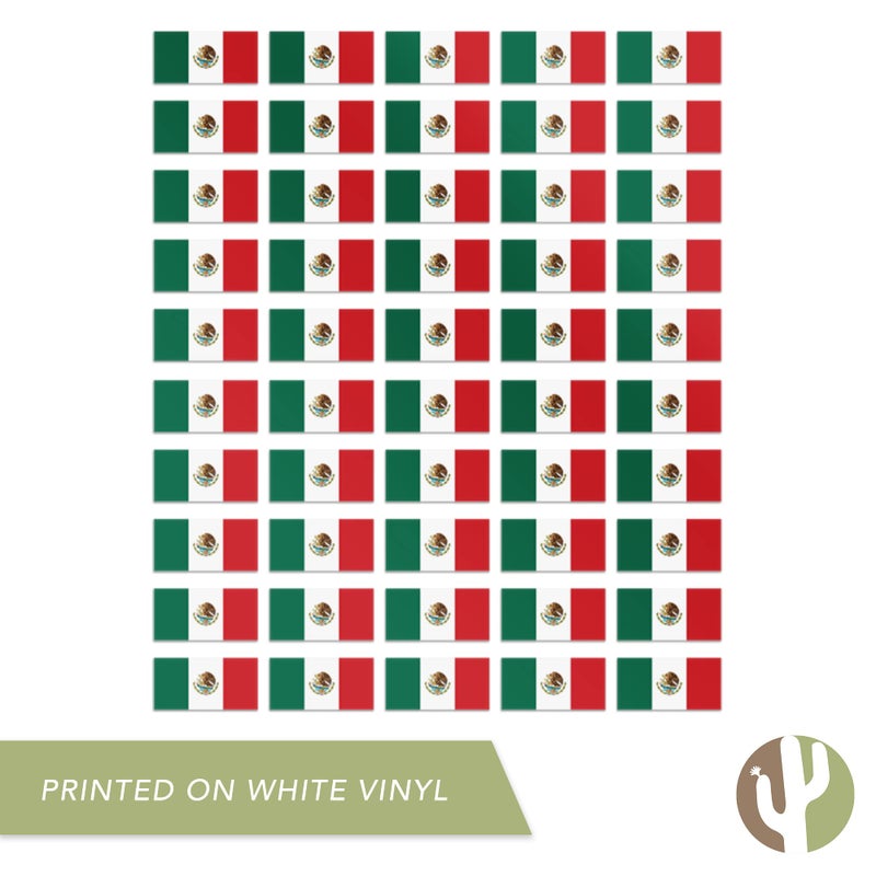 Desert Cactus Mexico Country Flag Sticker Decal 1 Inch Rectangle Sheets 50 Total Pieces Kids Logo Scrapbook Car Vinyl Window Bumper Laptop Mexican R - Image 4