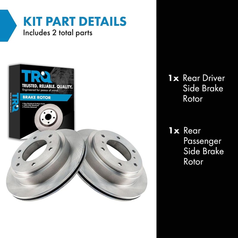TRQ Rear Brake Rotor Set Vented Compatible with 2000-2006 Mitsubishi Montero - Image 2