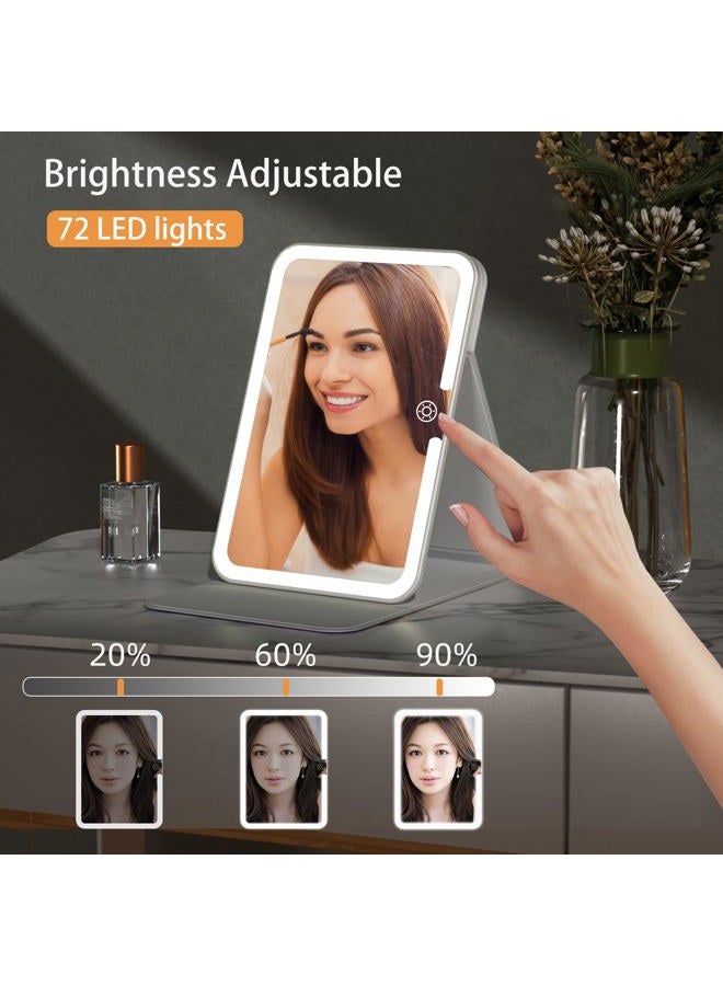 FUNTOUCH Rechargeable Travel Lighted Makeup Mirror with PU Leather Cover, Portable Travel Makeup Mirror with Lights, 3 Color Lighting,Touch Sensor Dimmable, Light Up Tabletop Cosmetic Mirror Folding Flower - Image 4