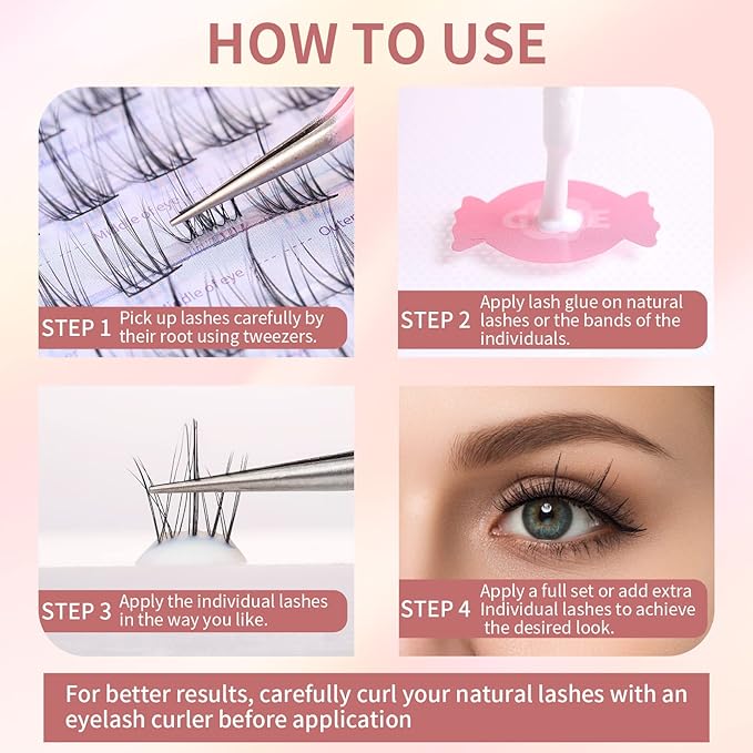 MLEN DIARY مجموعة رموش ملين دايري 120 قطعة 10-12 مم د كيرل رموش فردية مجموعة تمديد الرموش افعلها بنفسك مظهر طبيعي رموش متفرقة قابلة لإعادة الاستخدام رموش مزيفة مانغا ويمبر - Image 5