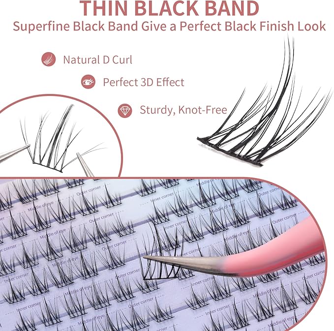 MLEN DIARY مجموعة رموش ملين دايري 120 قطعة 10-12 مم د كيرل رموش فردية مجموعة تمديد الرموش افعلها بنفسك مظهر طبيعي رموش متفرقة قابلة لإعادة الاستخدام رموش مزيفة مانغا ويمبر - Image 4