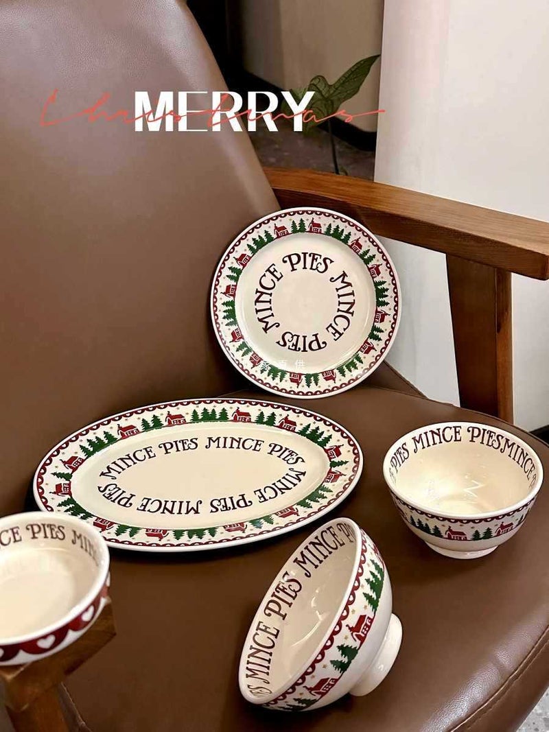 Winter Atmosphere New Year Christmas Style Ceramic Dinner Plate Rice Bowl Salad Bowl Dessert Plate Large Soup Bowl Horse - Image 2