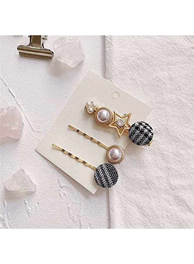 NGEL 3Pcs Button Hairpin/ Styling Hair Pin/ Metal Hair Pins/ Elegant Pearl Hair Pins For Women & Girls - Image 3
