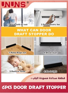 UNUNS 6 Pack Door Draft Stopper,38 Inch For Bottom of Doors,Door Sweep For Bottom Of Door,Weather Stripping Door Seal Interior Exterior,Block Cold Air,Sound Light Dust  - Image 2