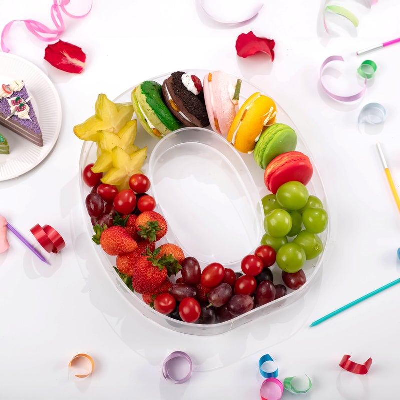 KEVJES 11" Clear Acrylic Letter & Number Charcuterie Tray-Reusable Fillable Alphabet Box for Displaying Candy,Cake,Snacksâ€“ Party Dessert Serving Plate for Birthday, Wedding Anniversaries, Baby Shower (O) - Image 2
